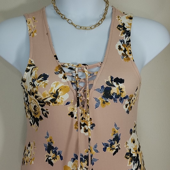 body suit tank top sleeveless Pink floral NEW - Picture 4 of 7